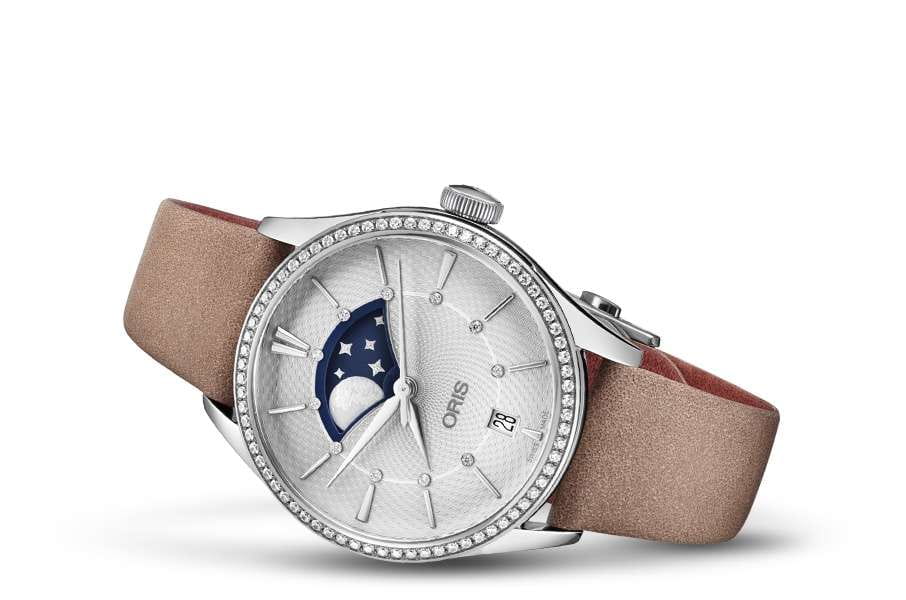 Oris Oris Artelier 01 763 7723 4951-07 5 18 33FC, artelier швейцария женские часы на браслете кожаный боковой вид